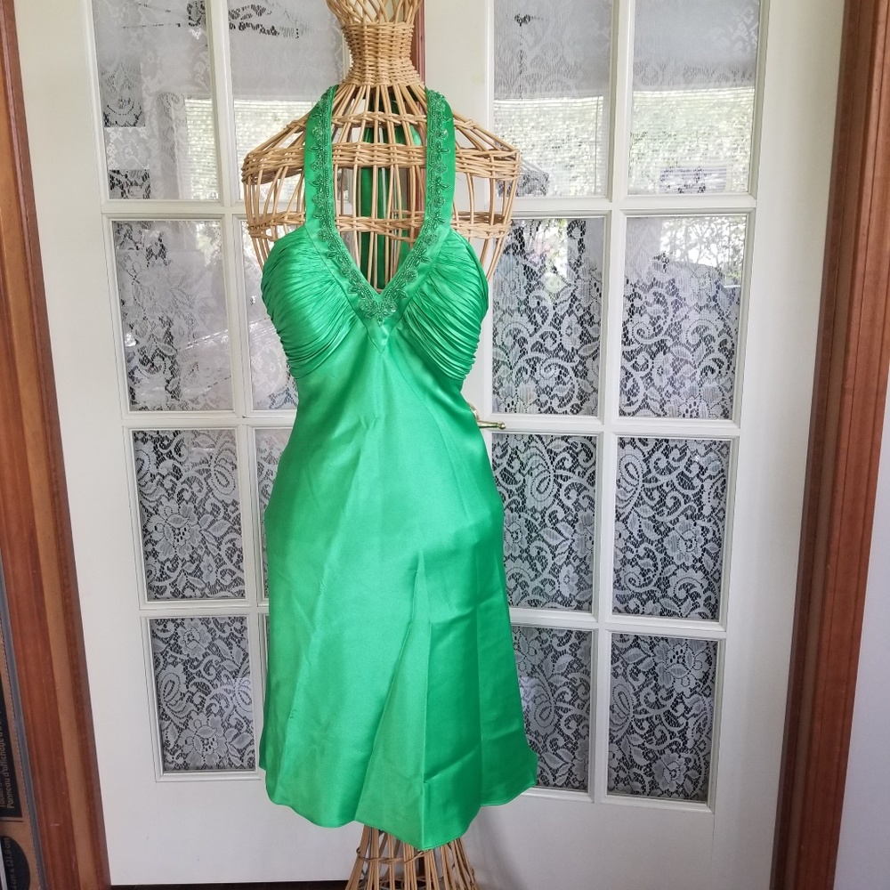 Morgan & Co Green Halter Dress Size 4